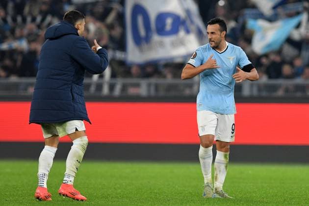 Soccer, Europa League qualifying round , SS Lazio v FC Porto Pedro Rodriguez of SS Lazio celebrates scoring his goal during the Europa League qualifying round - 4th leg match between SS Lazio v Fc Porto at Olympic stadium, Italy, Nov 07th, 2024. Imago-Images Emmefoto Copyright: xImago-Images Emmefotox