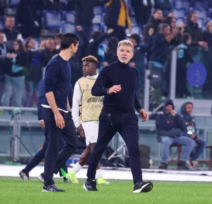 November 8, 2024, Roma, Lazio, ITALY: 07 11 2024 Rome, Stadio Olimpico, football match valid for Europa League 2024 24 between SS Lazio vs SSC vs FC Porto.In photo: Marco Baroni head coach of SS Lazio - SoÂ¨rgio Paulo Marceneiro da Conceicao coach of Porto FC Roma ITALY - ZUMAs236 20241108_aap_s236_010 Copyright: xFabioxSassox