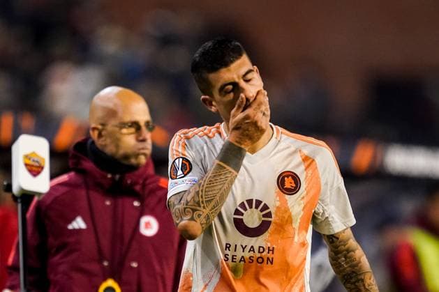 BRUSSELS, BELGIUM - NOVEMBER 7: Gianluca Mancini of AS Roma looks dejected during the UEFA Europa League 2024 25 League Phase MD4 match between R. Union Saint-Gilloise and AS Roma at King Baudouin Stadium on November 7, 2024 in Brussels, Belgium. (Photo by Rene Nijhuis) SPO  Copyright: xRenexNijhuis