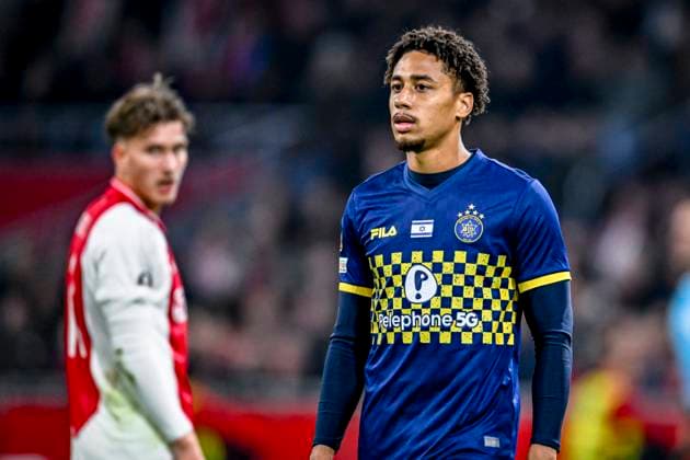 Maccabi Tel Aviv defender Tyrese Asante, during the match Ajax Maccabi Tel Aviv at the Johan Cruijff ArenA for the UEFA Europa League League phase Matchday 4 season 2024 2025 in AMSTERDAM, Netherlands on 7 november 2024, photo by Stefan Koops EYE4images DeFodi Images not used in POL SRB CRO FRA GBR NED ITA USA Defodi 746 198995 Defodi-746 not used in POL SRB CRO FRA GBR NED ITA USA