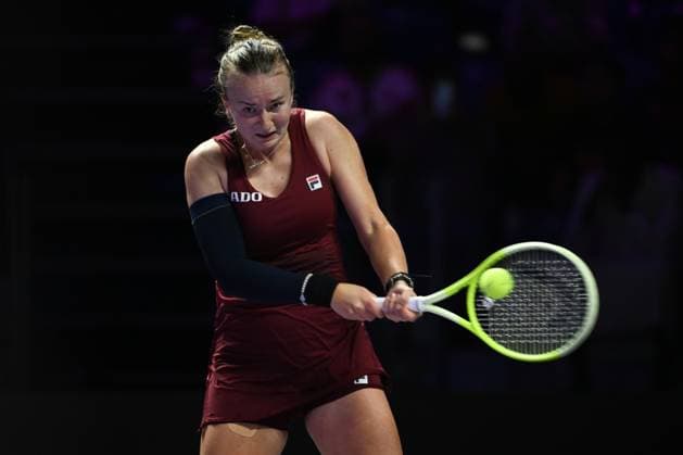 WTA, Tennis Damen Finals 2024 - Day 6 RIYADH, SAUDI ARABIA - NOVEMBER 07: Barbora Krejcikova of Czech Republic during her match against Coco Gauff of USA, on Day 6 of the 2024 WTA Finals, part of the Hologic WTA Tour, held at King Saud University Indoor Arena on November 07, 2024, in Riyadh, Saudi Arabia. Riyadh Saudi Arabia  Copyright: xArturxWidakx originalFilename:widak-wtafinal241107_npO4a.jpg