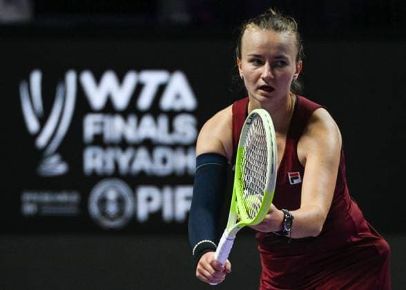 WTA, Tennis Damen Finals 2024 - Day 6 RIYADH, SAUDI ARABIA - NOVEMBER 07: Barbora Krejcikova of Czech Republic during her match against Coco Gauff of USA, on Day 6 of the 2024 WTA Finals, part of the Hologic WTA Tour, held at King Saud University Indoor Arena on November 07, 2024, in Riyadh, Saudi Arabia. Riyadh Saudi Arabia  Copyright: xArturxWidakx originalFilename:widak-wtafinal241107_npCia.jpg