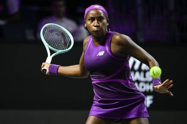 WTA, Tennis Damen Finals 2024 - Day 6 RIYADH, SAUDI ARABIA - NOVEMBER 07: Coco Gauff of USA during her match against Barbora Krejcikova of Czech Republic, on Day 6 of the 2024 WTA Finals, part of the Hologic WTA Tour, held at King Saud University Indoor Arena on November 07, 2024, in Riyadh, Saudi Arabia. Riyadh Saudi Arabia  Copyright: xArturxWidakx originalFilename:widak-wtafinal241107_npfcg.jpg