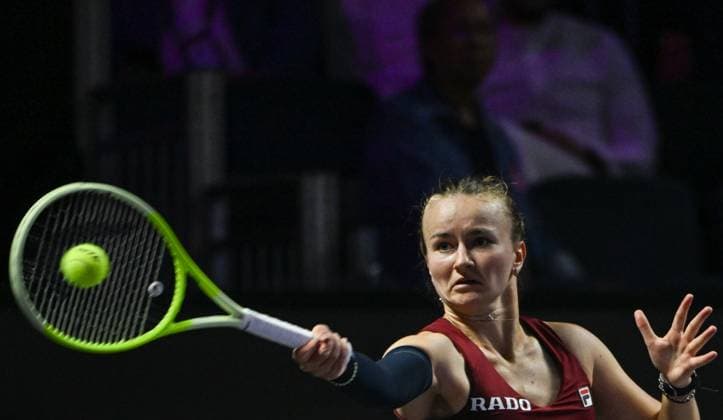 WTA, Tennis Damen Finals 2024 - Day 6 RIYADH, SAUDI ARABIA - NOVEMBER 07: Barbora Krejcikova of Czech Republic during her match against Coco Gauff of USA, on Day 6 of the 2024 WTA Finals, part of the Hologic WTA Tour, held at King Saud University Indoor Arena on November 07, 2024, in Riyadh, Saudi Arabia. Riyadh Saudi Arabia  Copyright: xArturxWidakx originalFilename:widak-wtafinal241107_nph2c.jpg