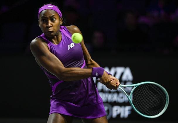 WTA, Tennis Damen Finals 2024 - Day 6 RIYADH, SAUDI ARABIA - NOVEMBER 07: Coco Gauff of USA during her match against Barbora Krejcikova of Czech Republic, on Day 6 of the 2024 WTA Finals, part of the Hologic WTA Tour, held at King Saud University Indoor Arena on November 07, 2024, in Riyadh, Saudi Arabia. Riyadh Saudi Arabia  Copyright: xArturxWidakx originalFilename:widak-wtafinal241107_nphlS.jpg