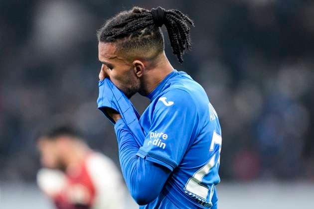 Kevin Akpoguma Hoffenheim, 25 , TSG 1899 Hoffenheim player, looking disappointed, disappointment, frustration, disappointed, pessimistic, single image, single photo, action, action, 07 11 2024, Sinsheim Germany , Football, UEFA Europa League, Group stage, TSG 1899 Hoffenheim Olympique Lyon, 07 11 2024, Sinsheim Germany , Football, UEFA Europa League, Group stage, TSG 1899 Hoffenheim Olympique Lyon, DFB DFL REGULATES PROHIBIT ANY USE OF PHOTOGRAPHS AS IMAGE SEQUENCES AND OR QUASI VIDEO xozx