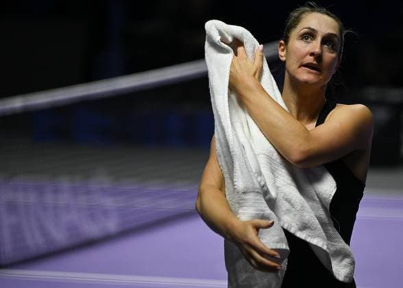 WTA, Tennis Damen Finals 2024 - Day 7 RIYADH, SAUDI ARABIA - NOVEMBER 08: Gabriela Dabrowski (pictured) of Canada and Erin Routliffe of New Zealand during their semi-final match against Nicole Melichar-Martinez of USA and Ellen Perez of Australia, on Day 7 of the 2024 WTA Finals, part of the Hologic WTA Tour, held at King Saud University Indoor Arena on November 08, 2024, in Riyadh, Saudi Arabia. Riyadh Saudi Arabia  Copyright: xArturxWidakx originalFilename:widak-wtafinal241108_npWdo.jpg