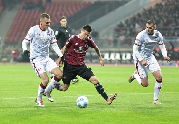 08 11 2024 Soccer Season 2024 2025 2 Soccer Bundesliga 12 Matchday 1 FC Nürnberg FCN Club 1 FC Kaiserslautern FCK Red Red Devils Sportfoto Zink DaMa xdaxmax DFL regulations prohibit any use of photographs as image sequences and or quasi video only for editorial use Filip Kaloc 26, 1 FC Kaiserslautern FCK Oliver Villadsen 2, 1 FC Nürnberg FCN Luca Sirch 31, 1 FC Kaiserslautern FCK