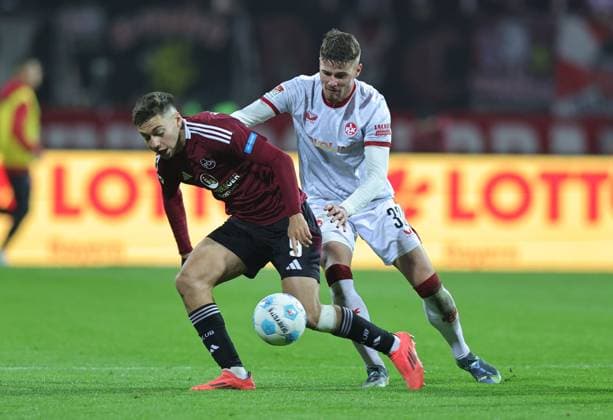 08 11 2024 Soccer Season 2024 2025 2 Soccer Bundesliga 12 Matchday 1 FC Nürnberg FCN Club 1 FC Kaiserslautern FCK Rote Roten Teufel Sportfoto Zink DaMa xdaxmax DFL regulations prohibit any use of photographs as image sequences and or quasi video only for editorial use Stefanos Tzimas 9, 1 FC Nürnberg FCN Jan Elvedi 33, 1 FC Kaiserslautern FCK