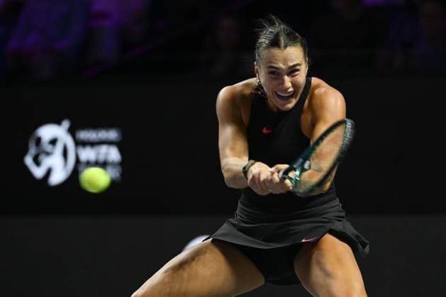 WTA, Tennis Damen Finals 2024 - Day 7 RIYADH, SAUDI ARABIA - NOVEMBER 08: Aryna Sabalenka of Belarus during her semi-final match against Coco Gauff of USA, on Day 7 of the 2024 WTA Finals, part of the Hologic WTA Tour, held at King Saud University Indoor Arena on November 08, 2024, in Riyadh, Saudi Arabia. Riyadh Saudi Arabia  Copyright: xArturxWidakx originalFilename:widak-wtafinal241108_np2ET.jpg
