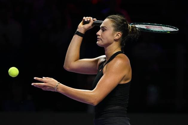 WTA, Tennis Damen Finals 2024 - Day 7 RIYADH, SAUDI ARABIA - NOVEMBER 08: Aryna Sabalenka of Belarus during her semi-final match against Coco Gauff of USA, on Day 7 of the 2024 WTA Finals, part of the Hologic WTA Tour, held at King Saud University Indoor Arena on November 08, 2024, in Riyadh, Saudi Arabia. Riyadh Saudi Arabia  Copyright: xArturxWidakx originalFilename:widak-wtafinal241108_np9bd.jpg