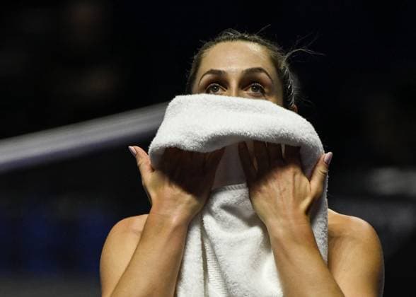 WTA, Tennis Damen Finals 2024 - Day 7 RIYADH, SAUDI ARABIA - NOVEMBER 08: Gabriela Dabrowski (pictured) of Canada playing with Erin Routliffe of New Zealand during their semi-final match against Nicole Melichar-Martinez of USA and Ellen Perez of Australia, on Day 7 of the 2024 WTA Finals, part of the Hologic WTA Tour, held at King Saud University Indoor Arena on November 08, 2024, in Riyadh, Saudi Arabia. Riyadh Saudi Arabia  Copyright: xArturxWidakx originalFilename:widak-wtafinal241108_npJhT.jpg