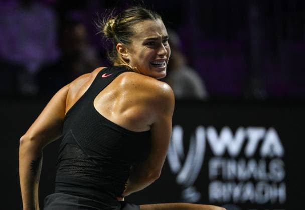 WTA, Tennis Damen Finals 2024 - Day 7 RIYADH, SAUDI ARABIA - NOVEMBER 08: Aryna Sabalenka of Belarus during her semi-final match against Coco Gauff of USA, on Day 7 of the 2024 WTA Finals, part of the Hologic WTA Tour, held at King Saud University Indoor Arena on November 08, 2024, in Riyadh, Saudi Arabia. Riyadh Saudi Arabia  Copyright: xArturxWidakx originalFilename:widak-wtafinal241108_np4Yi.jpg