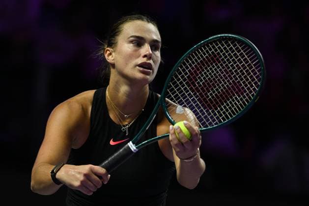 WTA, Tennis Damen Finals 2024 - Day 7 RIYADH, SAUDI ARABIA - NOVEMBER 08: Aryna Sabalenka of Belarus during her semi-final match against Coco Gauff of USA, on Day 7 of the 2024 WTA Finals, part of the Hologic WTA Tour, held at King Saud University Indoor Arena on November 08, 2024, in Riyadh, Saudi Arabia. Riyadh Saudi Arabia  Copyright: xArturxWidakx originalFilename:widak-wtafinal241108_npyes.jpg