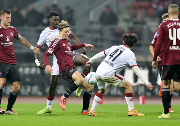 08 11 2024 Soccer Season 2024 2025 2 Soccer Bundesliga 12 Matchday 1 FC Nürnberg FCN Club 1 FC Kaiserslautern FCK Rote Roten Teufel Sportfoto Zink DaMa xdaxmax DFL regulations prohibit any use of photographs as image sequences and or quasi video only for editorial use Caspar Jander 20, 1 FC Nürnberg FCN Daisuke Yokota 41, 1 FC Kaiserslautern FCK