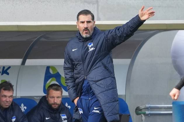 Coach Cristian Fiel Hertha BSC Berlin 09 11 2024 2 Bundesliga, Season 24 25 SV Darmstadt 98 vs Hertha BSC Berlin, Stadion am Boellenfalltor, emonline, emspor,