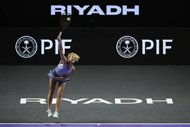 WTA, Tennis Damen Finals 2024 - Day 8 RIYADH, SAUDI ARABIA - NOVEMBER 09: Katerina Siniakova of the Czech Republic playing with Taylor Townsend of the USA during the Final match against Gabriela Dabrowski of Canada and Erin Routliffe of New Zealand on Day 8 of the 2024 WTA Finals, part of the Hologic WTA Tour, held at King Saud University Indoor Arena, on November 09, 2024, in Riyadh, Saudi Arabia. Riyadh Saudi Arabia  Copyright: xArturxWidakx originalFilename:widak-wtafinal241109_npKPD.jpg