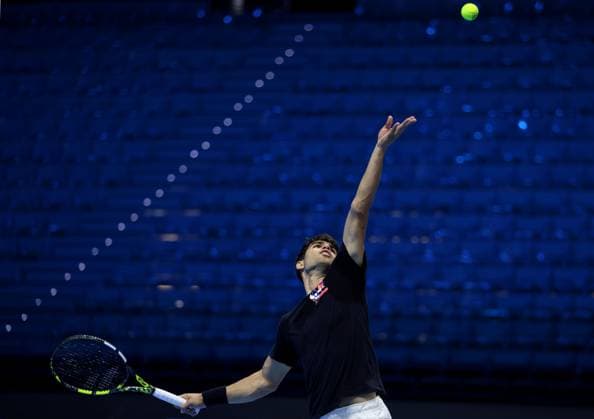 Carlos Alcaraz of Spain in action Nitto ATP, Tennis Herren Finals, Tennis, Inalpi Arena, Turin, Italy 09 Nov 2024  Copyright: xEllaxLing Shutterstockx 14886920as
