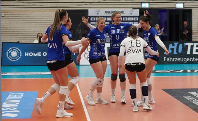 Weissach , DVV Pokal Achtelfinale , Volleyball Binder Blaubären TSV Flacht vs. Allianz MTV Stuttgart , Jubel Flacht