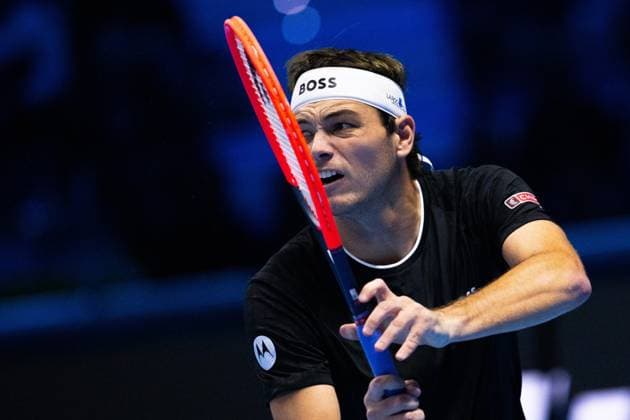 Taylor Fritz, of United States reacts during the singles tennis match of the ATP, Tennis Herren World Tour Finals at the Pala Alpitour, versus Daniil Medvedev in Turin, Italy - - Sunday, November 10, 2024.  Copyright: xMarcoxAlpozzi LaPressex