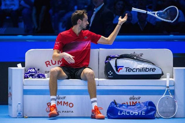 Sport Bilder des Tages Daniil Medvedev reacts during& xa0;their singles tennis match versus Taylor Fritz, of United States during the ATP, Tennis Herren World Tour Finals at the Pala Alpitour, in Turin, Italy - - Sunday, November 10, 2024.  Copyright: xMarcoxAlpozzi LaPressex