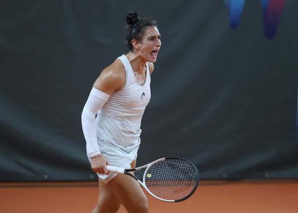 Susan Bandecchi (SUI) jubelt nach einem gewonnen Punkt, Emotion, Freude, Damen Einzel Endspiel, Final, Therme Erding Open by Tannenhof, ITF World Tennis Tour Copyright: xJuergenxHasenkopfx