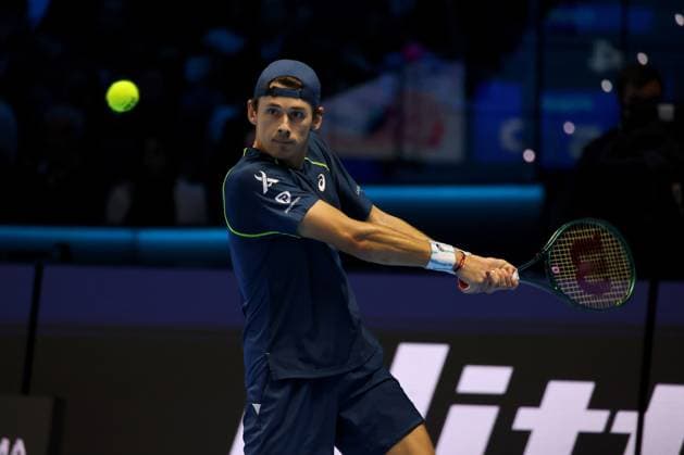 Alexander De Minaur (Australia) during the match agaits Jannik Sinner (Italy) during 2024 ATP, Tennis Herren Nitto Finals - Sinner vs De Minaur, International Tennis match in Turin, Italy, November 10 2024  Copyright: xClaudioxBenedetto IPAxSportx xipx xx IPA_51441465 IPA_Agency_IPA51441465