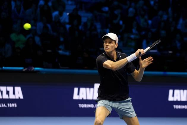 Jannik Sinner (Italy) during the match againts Alexander De Minaur during 2024 ATP, Tennis Herren Nitto Finals - Sinner vs De Minaur, International Tennis match in Turin, Italy, November 10 2024  Copyright: xClaudioxBenedetto IPAxSportx xipx xx IPA_51441512 IPA_Agency_IPA51441512