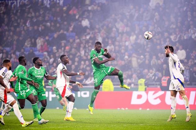 Olympique Lyonnais v AS Saint-Etienne - Ligue 1 MCDonald s 2024 2025 21 Dylan BATUBINSIKA (asse) - 19 Moussa NIAKHATE (ol) - 09 Ibrahim SISSOKO (asse) during the Ligue 1 MCDonald s match between Olympique Lyonnais and Saint Etienne at Groupama Stadium on November 10, 2024 in Lyon, France. Lyon France  Copyright: xFEPx 776235301