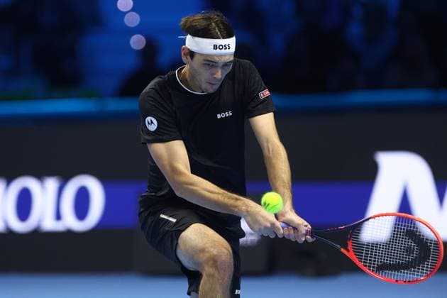 Daniil Medvedev vs Taylor Fritz Taylor Fritz of USA in action during the Round Robin singles match between Daniil Medvedev of Russia and Taylor Fritz of USA on Day One of the Nitto ATP, Tennis Herren World Tour Finals. Torino Pala Alpitour Italy Copyright: xMarcoxCanonierox