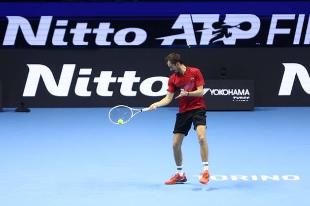 Daniil Medvedev vs Taylor Fritz Daniil Medvedev of Russia in action during the Round Robin singles match between Daniil Medvedev of Russia and Taylor Fritz of USA on Day One of the Nitto ATP, Tennis Herren World Tour Finals. Torino Pala Alpitour Italy Copyright: xMarcoxCanonierox