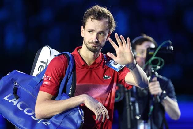 Daniil Medvedev vs Taylor Fritz Daniil Medvedev of Russia looks dejected at the end of the Round Robin singles match between Daniil Medvedev of Russia and Taylor Fritz of USA on Day One of the Nitto ATP, Tennis Herren World Tour Finals. Torino Pala Alpitour Italy Copyright: xMarcoxCanonierox
