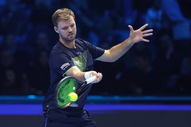 Kevin Krawietz (Germany) controls the ball, Day 2, Nitto ATP, Tennis Herren Finals 2024, INALPI Arena, November 11, 2024, Turin, Italy.