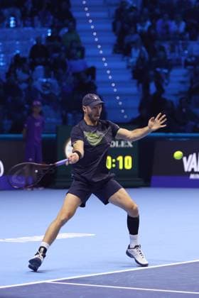 Tim Puetz (Germany) controls the ball, Day 2, Nitto ATP, Tennis Herren Finals 2024, INALPI Arena, November 11, 2024, Turin, Italy.