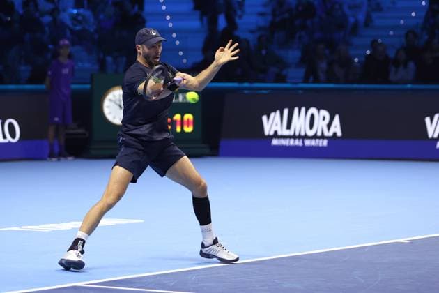 Tim Puetz (Germany) controls the ball, Day 2, Nitto ATP, Tennis Herren Finals 2024, INALPI Arena, November 11, 2024, Turin, Italy.