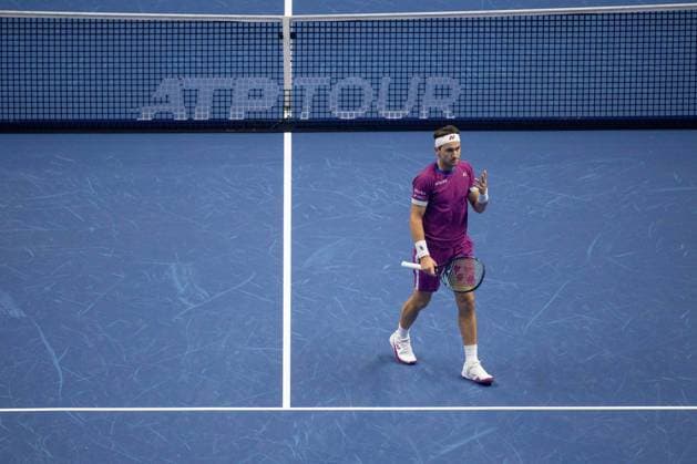 Norway s Casper Ruud reacts during the singles tennis match of the ATP, Tennis Herren World Tour Finals against Spain s Carlos Alcaraz at the Inalpi Arena in Turin, Italy - - Sunday, November 10, 2024.  Copyright: xMarcoxAlpozzi LaPressex