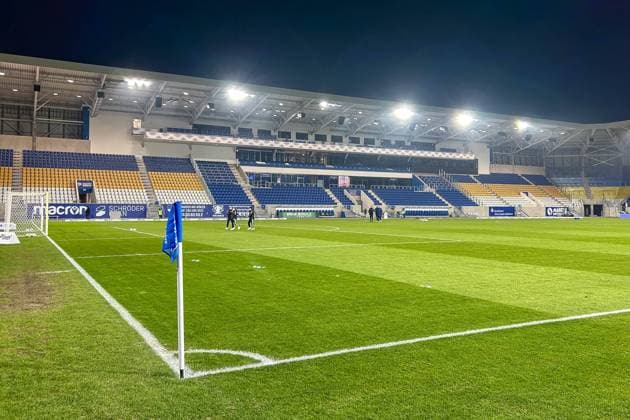 from left overview, view into the ad hoc arena in the Ernst Abbe Sportfeld, floodlight, symbol photo, symbol picture football, soccer, symbol, THE DFB GUIDELINES PROHIBIT ANY USE OF PHOTOGRAPHS AS IMAGE SEQUENCES AND OR QUASI VIDEO DFB REGULATIONS PROHIBIT ANY USE OF PHOTOGRAPHS AS IMAGE SEQUENCES AND OR QUASI VIDEO , 10 11 2024, Jena Germany , Football, Google Pixel Womens Bundesliga, FC Carl Zeiss Jena SV Werder Bremen xobx