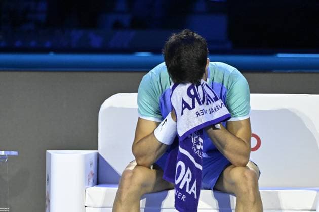 Tennis : ATP, Tennis Herren finals Torino 2024 - Carlos Alcaraz - Espagne Tennis : Atp finals Torino 2024 - Torino - 11 11 2024 ChrysleneCaillaud Panoramic 