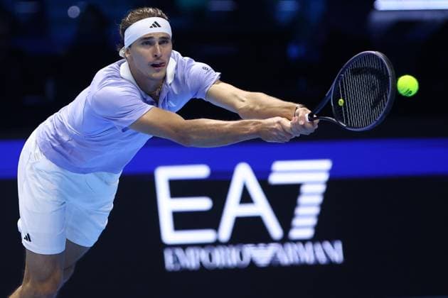 Alexander Zverev (Germany) controls the ball, Day 2, Nitto ATP, Tennis Herren Finals 2024, INALPI Arena, November 11, 2024, Turin, Italy.