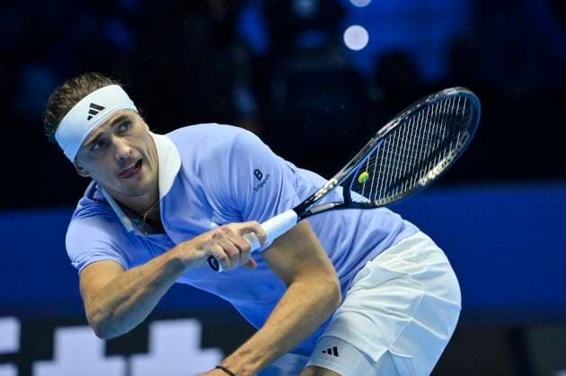 11th November 2024; Inalpi Arena, Turin, Italy; Nitto ATP, Tennis Herren Finals 2024 Day 2; Alexander Zverev of Germany in action against Andrey Rublev  ActionPlus12714459 BestxImages