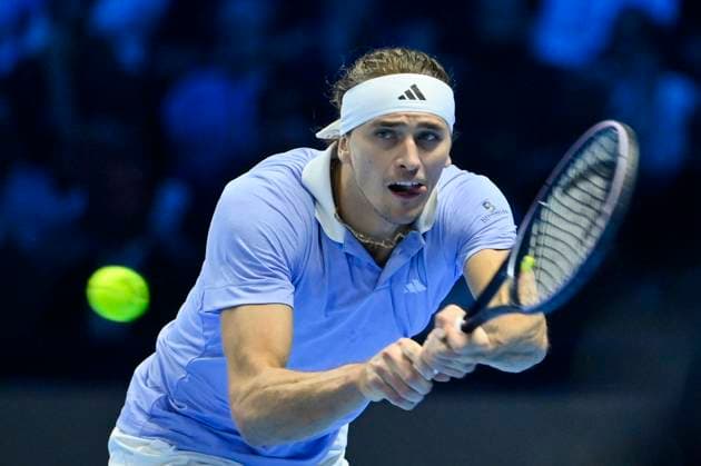 November 11, 2024: Alexander Zverev of Germany in action against Andrey Rublev during their Men s Single s Nitto ATP, Tennis Herren Finals match during day one of the Nitto ATP Finals at Inalpi Arena on November 11, 2024 in Turin, Italy. - ZUMAg210 20241111_abp_g210_093 Copyright: xStefanoxGuidix