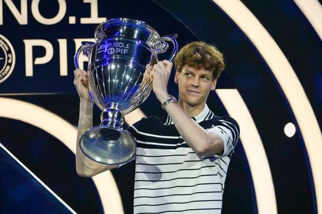 11th November 2024; Inalpi Arena, Turin, Italy; Nitto ATP, Tennis Herren Finals 2024 Day 2; Jannik Sinner of Italy wins the ATP Year End World Number One Trophy Cup  ActionPlus12714510 BestxImages