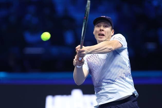 Harri Heliovaara (Finland) controls the ball, Day 3, Nitto ATP, Tennis Herren Finals 2024, INALPI Arena, November 12, 2024, Turin, Italy.