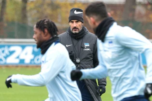 DEU, DFL, 2 FBL Hertha BSC, Training, 12 11 2024, Sportforum, Berlin, DEU, DFL, 2 FBL Hertha BSC, Training, in the picture head coach Cristian Fiel Hertha BSC Berlin DFL regulations prohibit any use of Photographs as image sequences and or quasi video Foto Juergen Engler nordphoto GmbH nordphotoxGmbHx xEngler nph00076