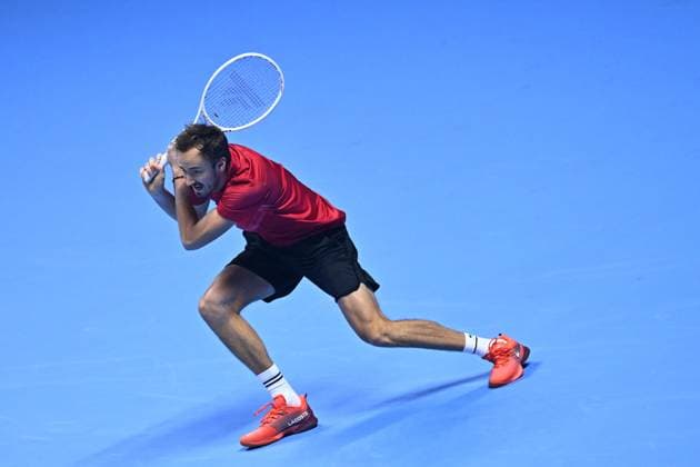 Nitto ATP, Tennis Herren Finals - Daniil Medvedev vs Alex de Minaur - Turin Daniil Medvedev (RUS) during his second match at the 2024 Nitto ATP Finals in Turin, Italy, on November 12, 2024. Photo by Corinne Dubreuil ABACAPRESS.COM Turin Italy  Copyright: xDubreuilxCorinne ABACAx