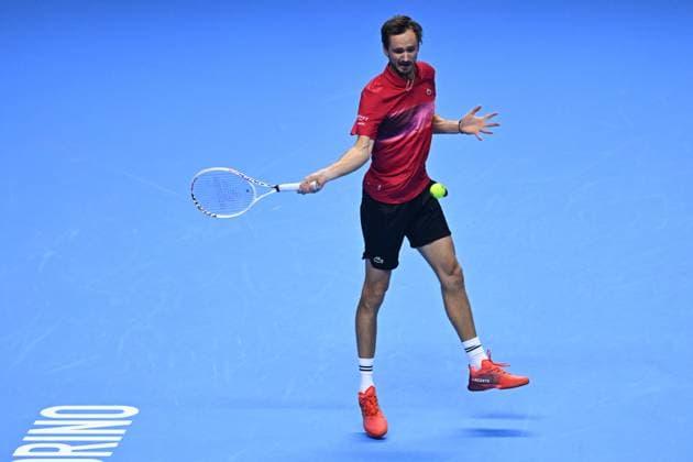 Nitto ATP, Tennis Herren Finals - Daniil Medvedev vs Alex de Minaur - Turin Daniil Medvedev (RUS) during his second match at the 2024 Nitto ATP Finals in Turin, Italy, on November 12, 2024. Photo by Corinne Dubreuil ABACAPRESS.COM Turin Italy  Copyright: xDubreuilxCorinne ABACAx