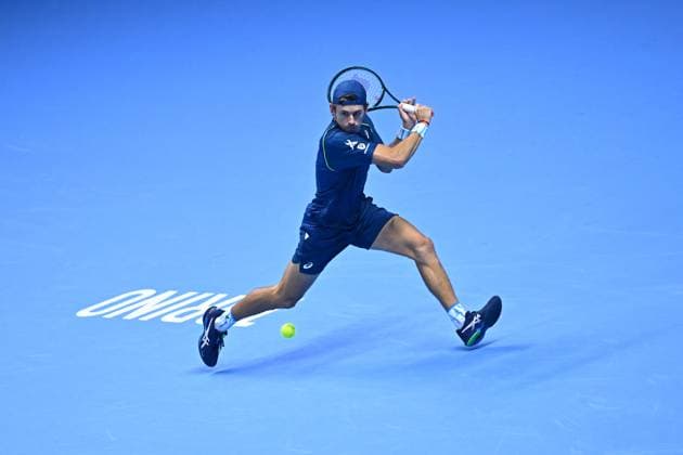 Nitto ATP, Tennis Herren Finals - Daniil Medvedev vs Alex de Minaur - Turin Alex De Minaur (AUS) during his second match at the 2024 Nitto ATP Finals in Turin, Italy, on November 12, 2024. Photo by Corinne Dubreuil ABACAPRESS.COM Turin Italy  Copyright: xDubreuilxCorinne ABACAx