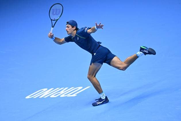 Nitto ATP, Tennis Herren Finals - Daniil Medvedev vs Alex de Minaur - Turin Alex De Minaur (AUS) during his second match at the 2024 Nitto ATP Finals in Turin, Italy, on November 12, 2024. Photo by Corinne Dubreuil ABACAPRESS.COM Turin Italy  Copyright: xDubreuilxCorinne ABACAx