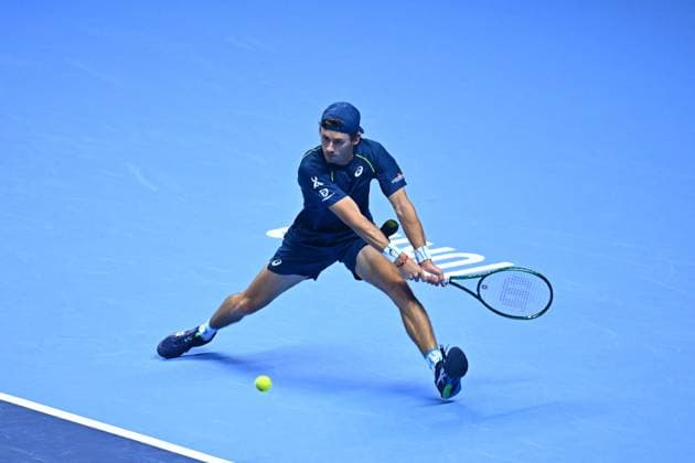 Nitto ATP, Tennis Herren Finals - Daniil Medvedev vs Alex de Minaur - Turin Alex De Minaur (AUS) during his second match at the 2024 Nitto ATP Finals in Turin, Italy, on November 12, 2024. Photo by Corinne Dubreuil ABACAPRESS.COM Turin Italy  Copyright: xDubreuilxCorinne ABACAx