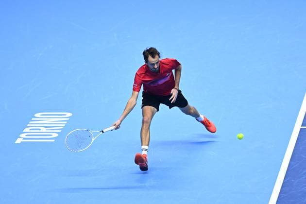 Nitto ATP, Tennis Herren Finals - Daniil Medvedev vs Alex de Minaur - Turin Daniil Medvedev (RUS) during his second match at the 2024 Nitto ATP Finals in Turin, Italy, on November 12, 2024. Photo by Corinne Dubreuil ABACAPRESS.COM Turin Italy  Copyright: xDubreuilxCorinne ABACAx